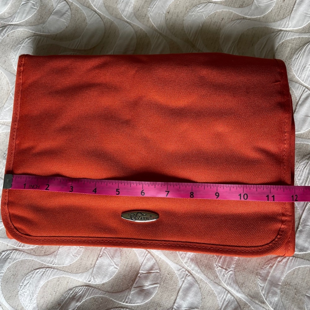 PreZerve Orange Tri Fold Jewelry and Cosmetic Travel Organizer Bag Clear Pockets